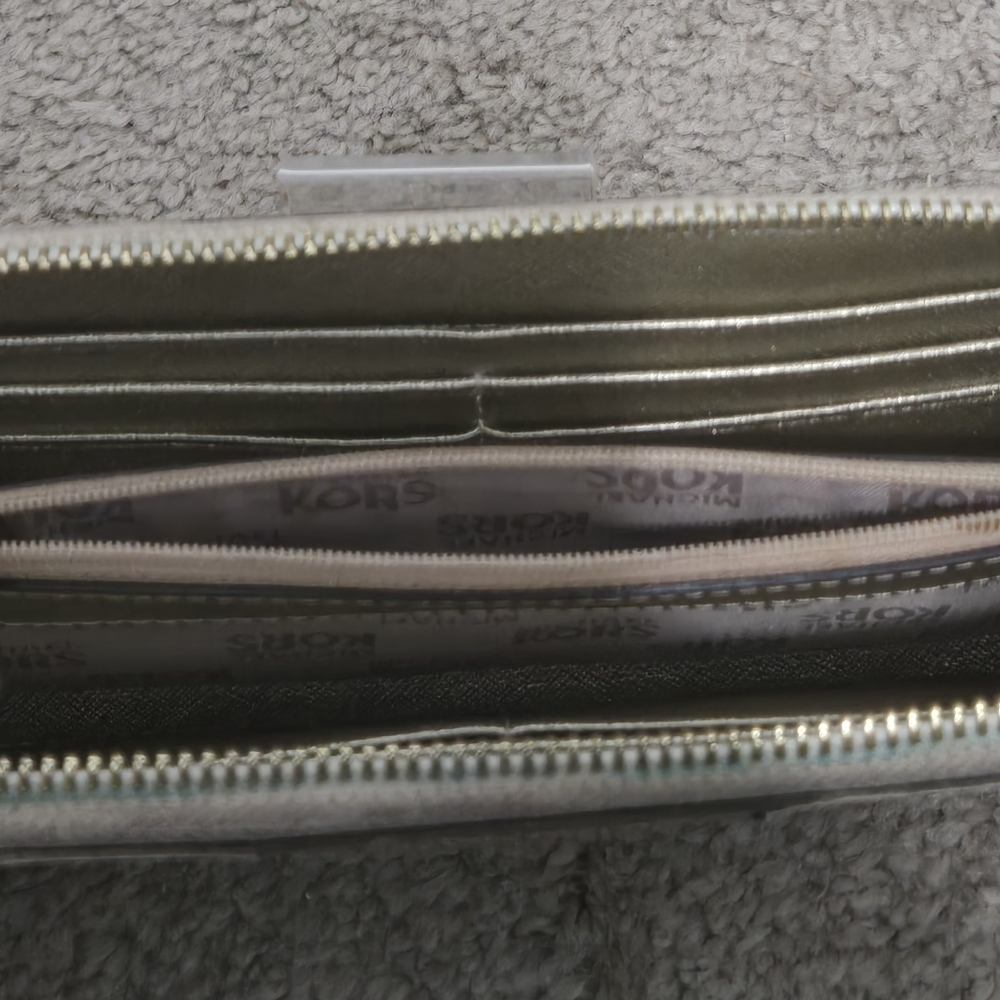 Michael Kors Gray and Gold Wallet with Signature MK Monogram - Picture 8 of 9